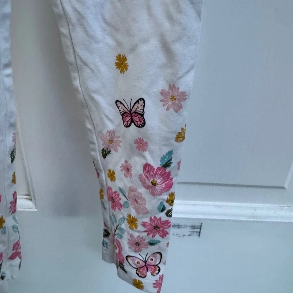 NWOT Carter’s 3T White & Pink Girls Floral Leggings Pants